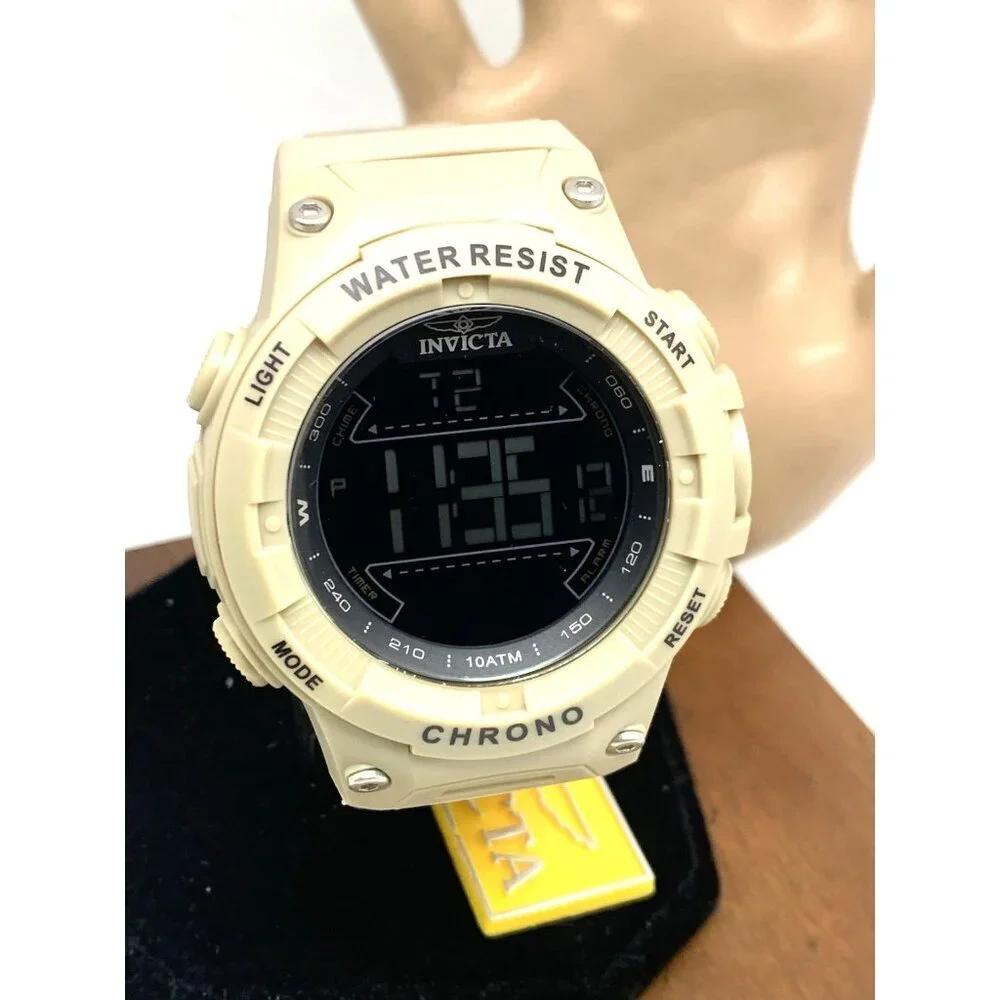 Invicta Racing Men's Watch 47526 Quartz Digital Light Brown Resin Strap 52mm